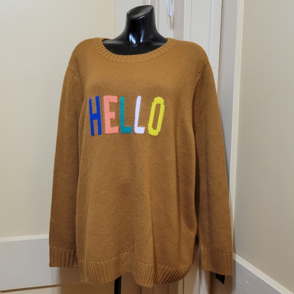 St. John's Bay HELLO Acrylic Crewneck Sweater Women's size 2X